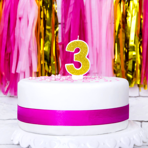 BOUGIE D'ANNIVERSAIRE DORE "PARTYDECO" - NUMRO 3