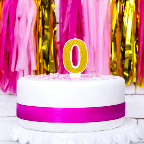 BOUGIE D'ANNIVERSAIRE DORE "PARTYDECO" - NUMRO 0