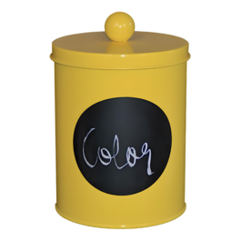 POT DE STOCKAGE EN MTAL - JAUNE ( 14 CM)