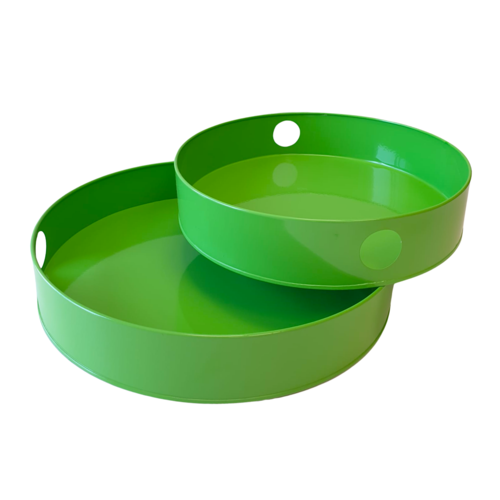 SET DE PLATEAUX MTALLIQUES RONDS VERTS