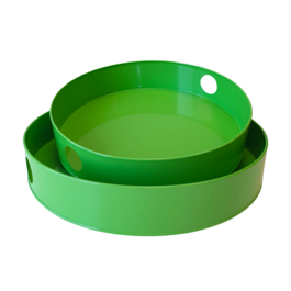 SET DE PLATEAUX MÉTALLIQUES RONDS VERTS