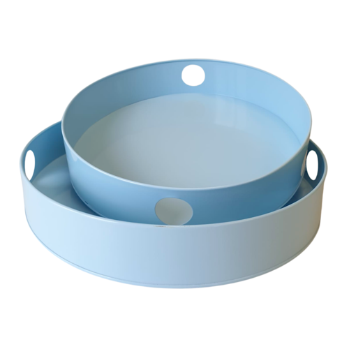 SET DE PLATEAUX MTALLIQUES RONDS BLEUS