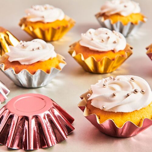 CAISSETTES À CUPCAKES « BLOOM » FUNCAKES - OR ROSÉ MÉTALLIQUE