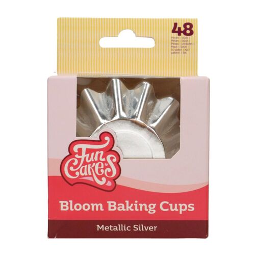 CAISSETTES À CUPCAKES « BLOOM » FUNCAKES - ARGENT MÉTALLIQUE