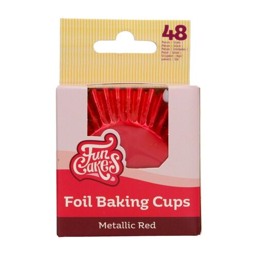 CAISSETTES À CUPCAKES FEUILLE D'ALUMINIUM "FOIL" FUNCAKES - ROUGE MÉTALLIQUE