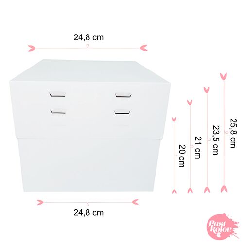 SET 10 BOÎTES À GÂTEAUX RÉGLABLES EN HAUTEUR + BASES RONDES BLANCHES - 24 CM Ø