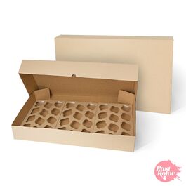 BOÎTE POUR 36 CUPCAKES KRAFT (CARTON ONDULÉ) - 69 X 42,5 CM