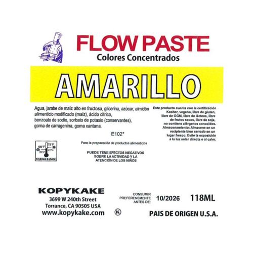 COLORANT EN GEL "FLOW PASTE" KOPYKAKE - JAUNE (118 ML)