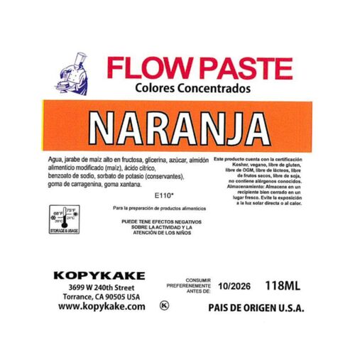 COLORANT EN GEL "FLOW PASTE" KOPYKAKE - ORANGE (118 ML)