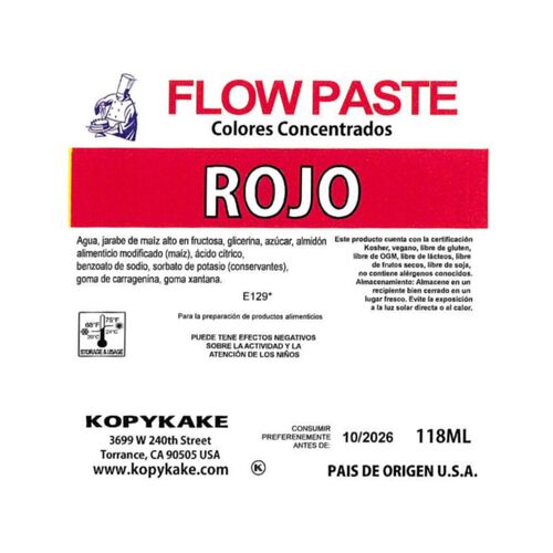 COLORANT EN GEL "FLOW PASTE" KOPYKAKE - ROUGE (118 ML)