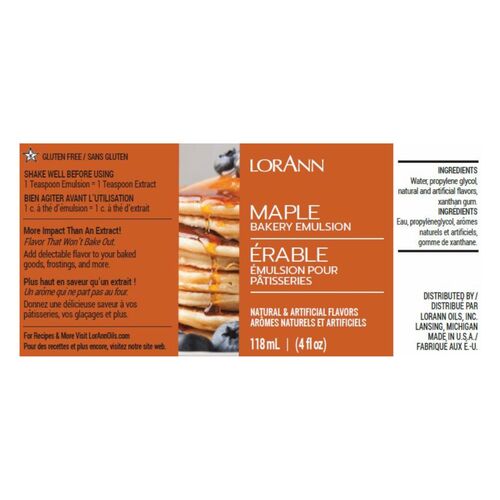 ÉMULSION POUR PÂTISSERIES LORANN - ÉRABLE / MAPLE (118 ML)