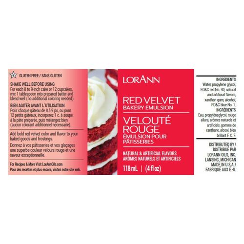 ÉMULSION POUR PÂTISSERIES LORANN - RED VELVET (118 ML)