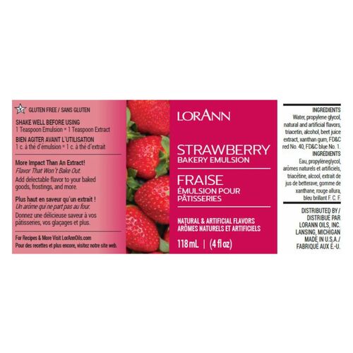 ÉMULSION POUR PÂTISSERIES LORANN - FRAMBOISE / RASPBERRY (118 ML)