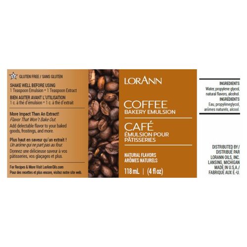 ÉMULSION POUR PÂTISSERIES LORANN - CAFÉ / COFFEE (118 ML)