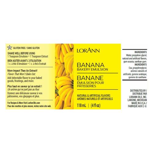 ÉMULSION POUR PÂTISSERIES LORANN - BANANE / BANANA (118 ML)