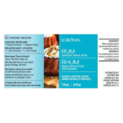 ÉMULSION POUR PÂTISSERIES LORANN - RHUM / RUM (118 ML)