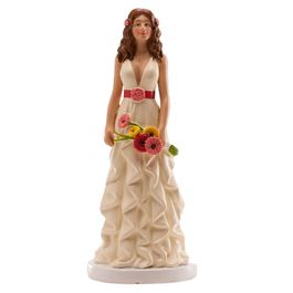 FIGURINE POUR GÂTEAU FEMME BOUQUET DE FLEURS