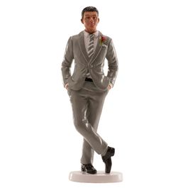 FIGURINE POUR GÂTEAU HOMME COSTUME GRIS